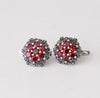 S925 fine jewelry   with flower ladies exquisite red ear clip