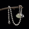 S925 pure silver hetian jade lotus han edition contracted joker woman with silver inlaid round bead bracelet