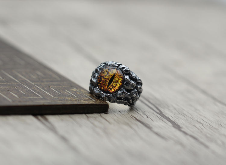 S925 pure silver men's ring Personality retro do old domineering ghost eye open male ring Couples exclusive Gift to your lover