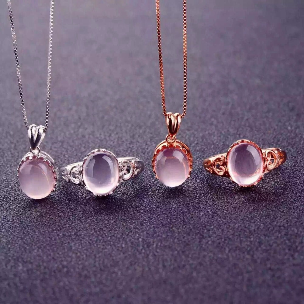 S925 silver inlaid platinum rose gold pure natural crystal ring