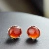 S925 silver mosaic jewelry   original red Onyx retro earrings, art lady jewelry earrings