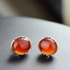 S925 silver mosaic jewelry   original red Onyx retro earrings, art lady jewelry earrings
