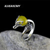 S925 silver silver rimmed delicate yellow agate   ladies ring