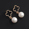 S925 standard silver The New four-leaf clover pearl earrings Europe and the United States simple Prevent allergy