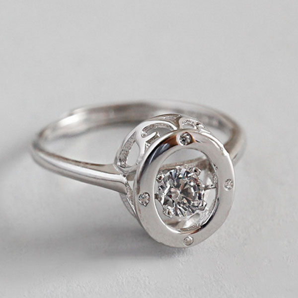 S925 sterling silver fashion oval zircon adjustable index finger ring jewelry