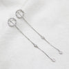 S925 sterling silver hollow ring micro-inlaid zircon long tassel earrings