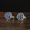S925 sterling silver jewelry   Thai fine inl black women beautiful flower earrings elegant