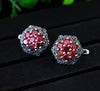 S925 sterling silver jewelry   red garnet female ear clip jewelry