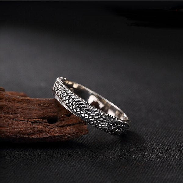 S990 Pure Silver Unique Handmade Minimalist Dragon Ring For Women Men Lover