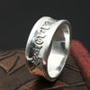 S999 Sterling Silver Jewelry Retro Thai Silver Six Words Scripture Simple Ring Men And Women Ring Fashion