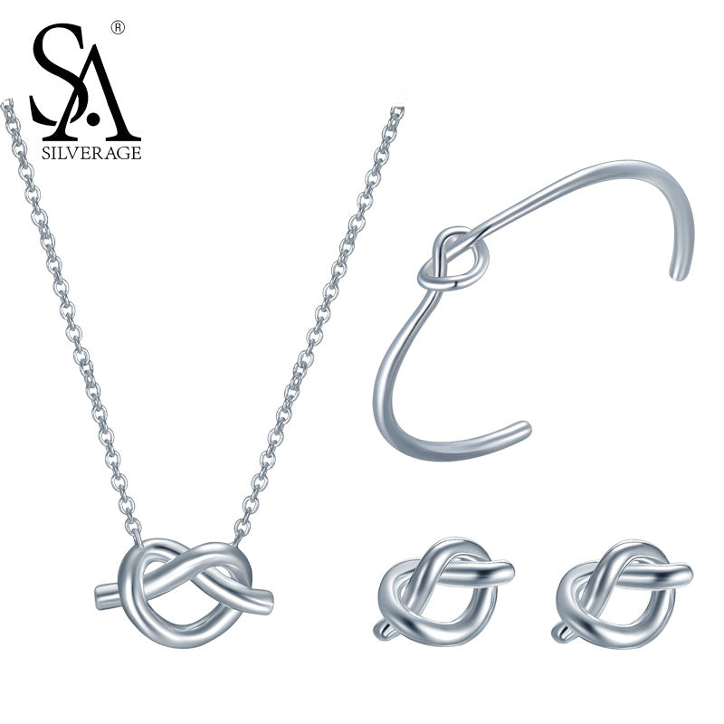 100% 925 Sterling Silver Heart Pendant Necklace Earring Bracelets Jewelry Sets Sterling Silver Jewelry For Women