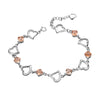 2020 New Arrival Real 925 Sterling Silver Heart Link Bracelet for Women Fine Jewelry Cubic Zirconia , Two Colors