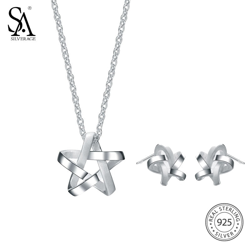 925 Jewelry Sets Star Stud Earrings Necklaces 2020 Sale Real Joyas Sieraden Pendants Sterling Pendant Necklace