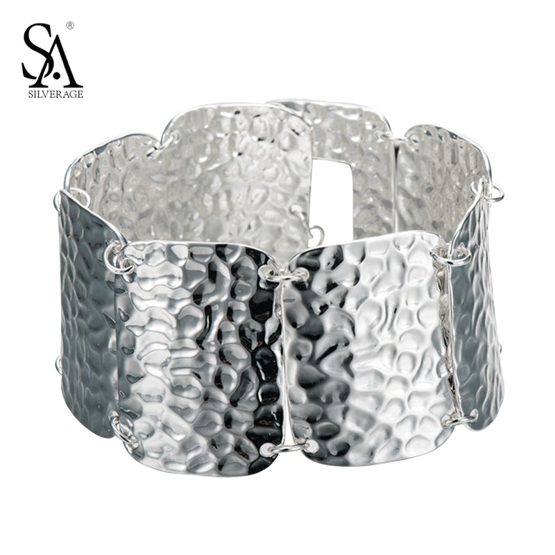 925 Silver Bangles Wide Cuff Bracelet For Women Sterling Silver Jewelry Fine 2020 Party Gift