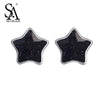 925 Silver Earrings For Women Black Gemstone Star Stud Earrings Sterling Silver Fine Jewelry Party Gift Accessory