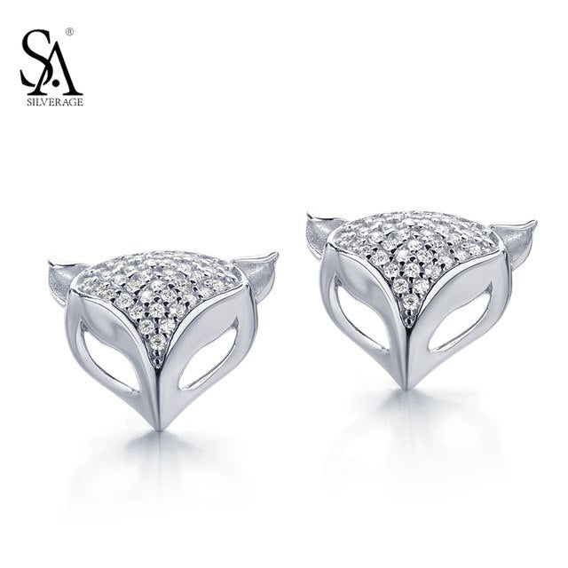 925 Silver Jewelry Earrings Fox Studs With Cz Pure Silver Jewelry For Women 2020 Party Gift