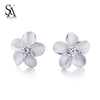 925 Silver Jewelry Earrings Stud Flower Pure Silver Earrings For Female Women Fine Jewelry Party Gift