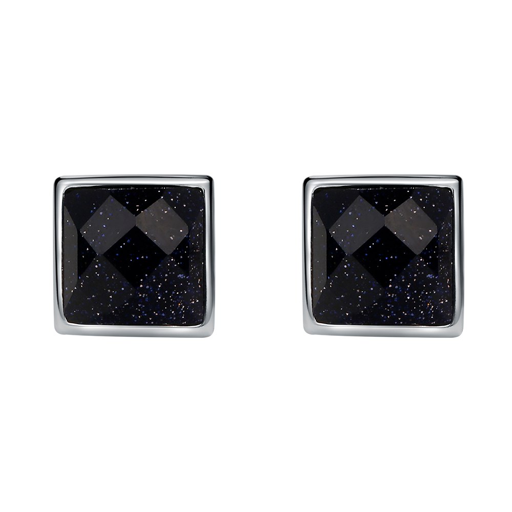 925 Silver Stud Earrings for Women Square Black Diamand Heart Love Mini Jewelry Fashion Sterling Stud Ears