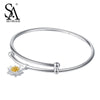 925 Sterling Silver Bangle Women Bohemia Daisy Bracelets&Bangles Office Lady S925 Fine Jewelry Gift Accessory