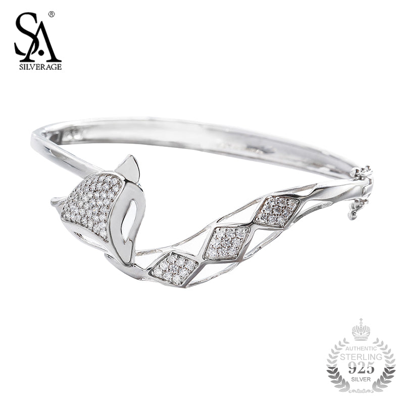 925 Sterling Silver Bangles Women Fashion Style Fox Bangle Bracelet Pure Silver Jewelry Party Gift