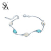 925 Sterling Silver Blue Charms Chains Bracelets