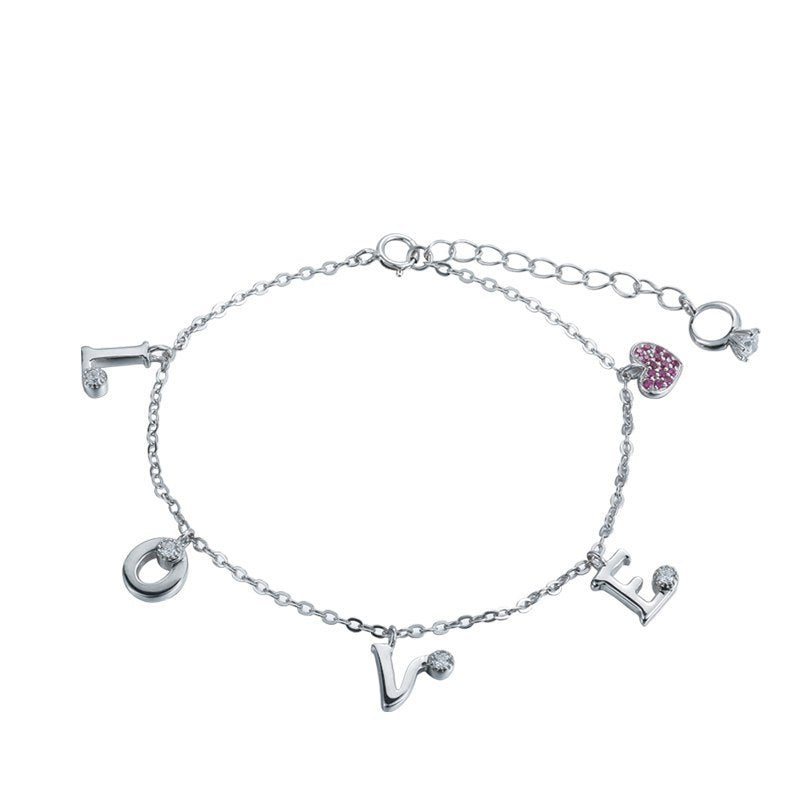 925 Sterling Silver Bracelet For Women Charms Heart Letter Bracelet Chain Pure 925 Silver Jewelry 2020 Gift