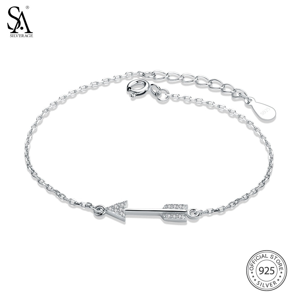 925 Sterling Silver Charm Bracelets & Bangles for Women Fine Jewelry Cupid Arrow Silver Bangle Bracelet Pulseiras