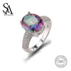 925 Sterling Silver Colorful Stone Wedding Rings for Women Fine Jewelry Luxurious Zircon Ring Set 2020 New Design