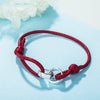 925 Sterling Silver Couple Handmade Circle Connection Leather Bracelet for Women And Men LOVE Bracelets Jewelry