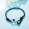925 Sterling Silver Couple Leather Wrap Round Bracelet for Women And Men Lover Bracelets in Black and Red