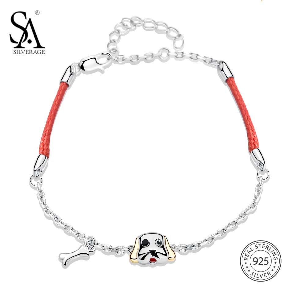 925 Sterling Silver Daughter & Mom Bracelets Baby Dog Bone Bracelets Cut for Zodiac Gift Fine Jewelry for Lady