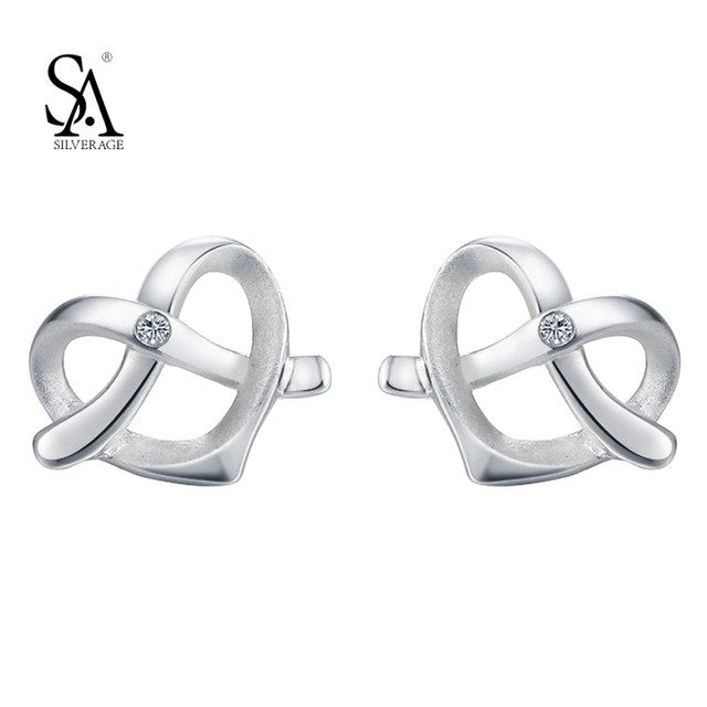 925 Sterling Silver Earrings Studs Hollow Heart Women Pure Silver Jewelry Earring For Women Wedding Gift