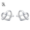 925 Sterling Silver Earrings Studs Hollow Heart Women Pure Silver Jewelry Earring For Women Wedding Gift