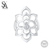 925 Sterling Silver Flower Wedding Adjustable Rings for Women Fine Jewelry Trendy Silver Big Women Open Rings