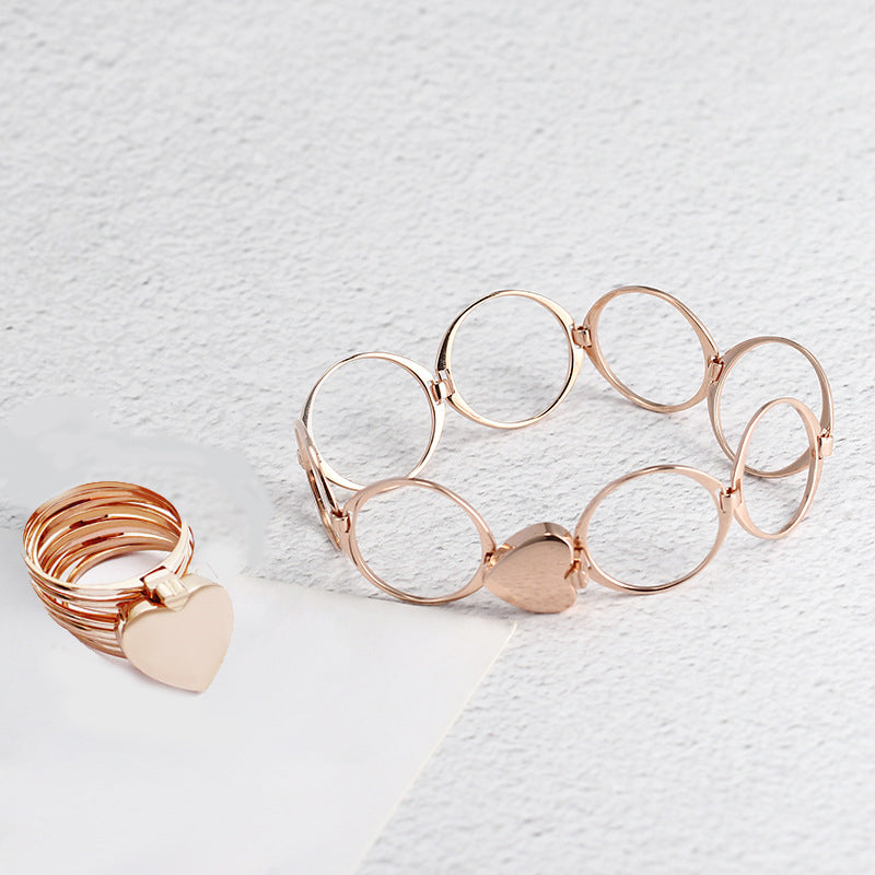 925 Sterling Silver Heart Folding Rings & Bracelets for Woman Three Colors 925 Silver Bracelets Multifunction Rings