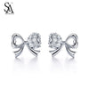 925 Sterling Silver Jewelry Earrings Studs Bowknot With Cz Sterling Silver Jewelry Women Wedding Gift