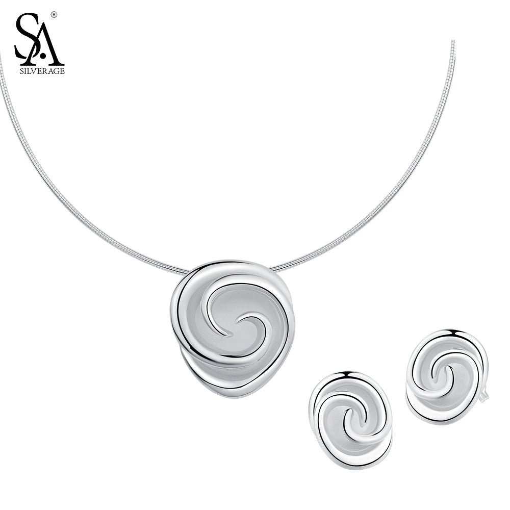 925 Sterling Silver Jewelry Sets for Women Rose Flower Choker Pendant Necklaces Stud Earrings Fine Jewelry