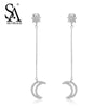 925 Sterling Silver Moon Drop Dangle Earrings for Women Female Brincos S925 Fine Jewelry Gift Accessory