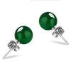925 Sterling Silver Opal Stud Earrings Agate Earrings Chalcedony Round Ball Silver Earrings White/Red/Black/Green