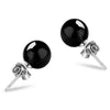 925 Sterling Silver Opal Stud Earrings Agate Earrings Chalcedony Round Ball Silver Earrings White/Red/Black/Green