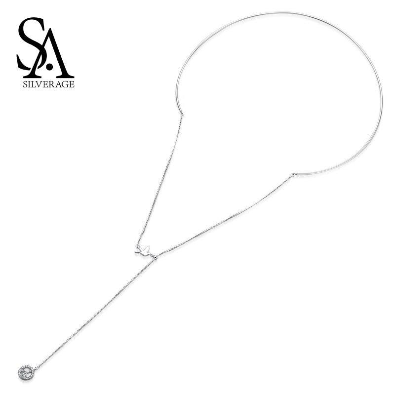 925 Sterling Silver Peace Dove Collar Adjustable Link Chain Choker Necklace S925 Fine Jewelry Office Lady Accessory