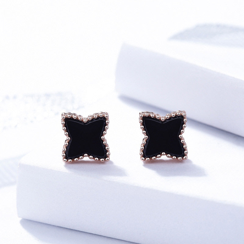 925 Sterling Silver Red/Black Agate Stud Earrings for Woman Green Malachite Geometry Silver Star Earrings New