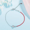 925 Sterling Silver Red Charm Bracelets Bangles for Women Fine Jewelry Rhinestones Silver Bangle Bracelet Pulseiras