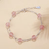 925 Sterling Silver Strawberry Crystal Chain Link Bracelets Bangles for Woman Two Layer Round Ball Wrap Bracelets