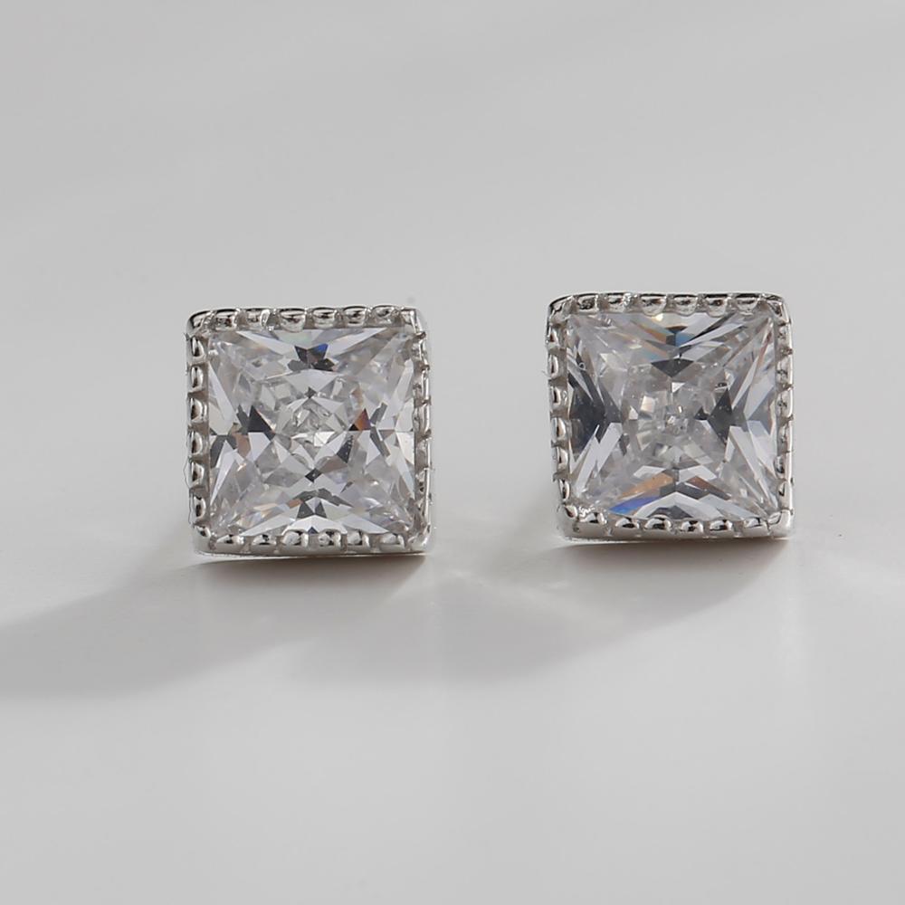 925 Sterling Silver Stud Earrings for Women Fine Jewelry Green Blue White Gemstones Silver Earrings Female