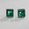 925 Sterling Silver Stud Earrings for Women Fine Jewelry Green Blue White Gemstones Silver Earrings Female
