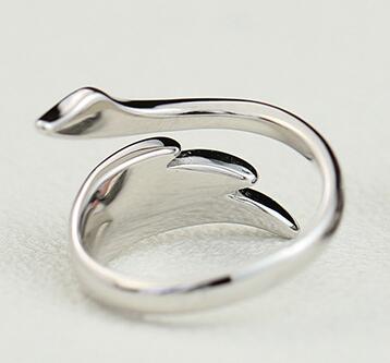 925 Sterling Silver Swan Wedding Rings For Lovers Fine Jewelry Trendy Party Resizable Ring 2020 New Arrivals