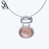 925 Sterling Silver Torques Necklace Jewelry Statement Necklace & Pendants Pink Stone Pendant Women Gift Accessory