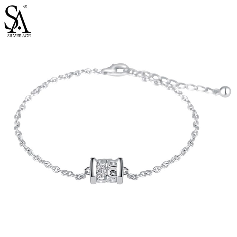 925 Sterling Silver Women Bracelet Round Charms Bracelets & Bangles Office Lady S925 Fine Jewelry Gift Accessory
