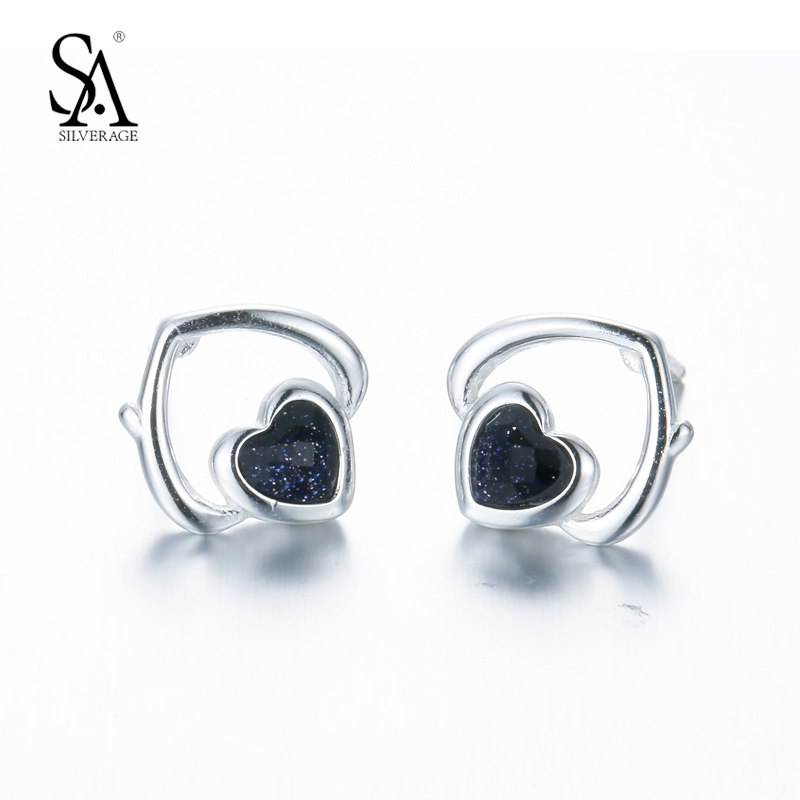 925 sterling silver earrings for women Small heart Women Stud earrings boucle d'oreille femme Engagement gift